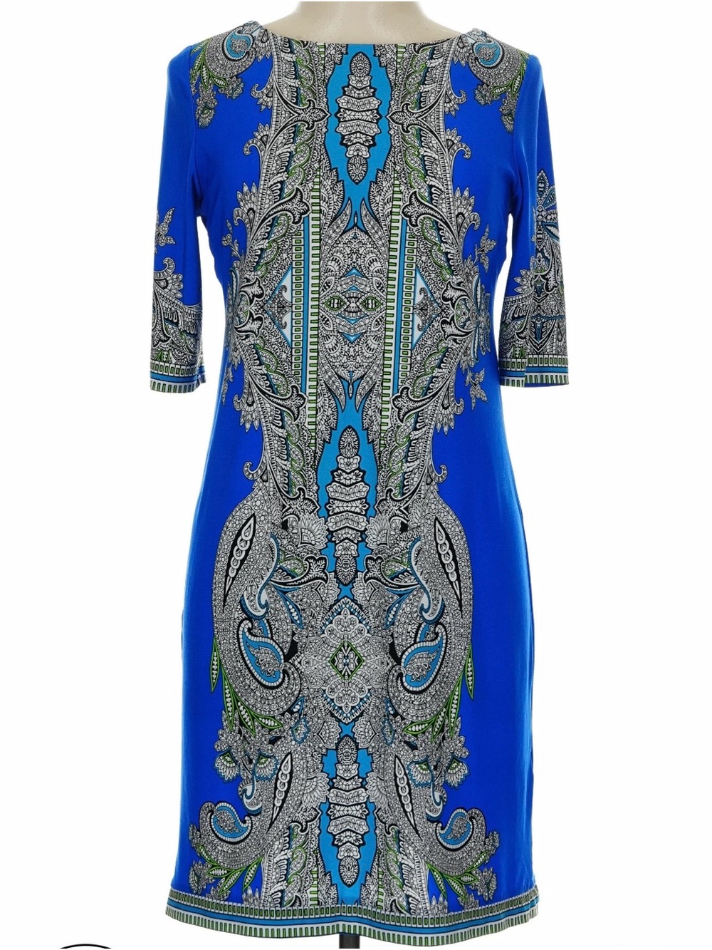 Sandra Darren Royal Blue Paisley-Print Sheath Dress